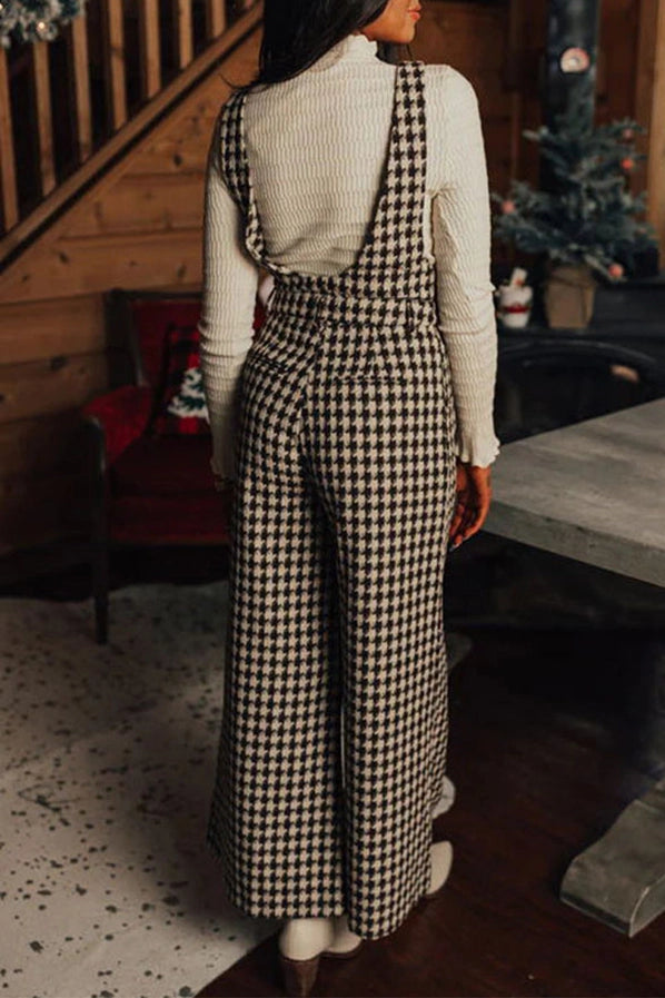 Plaid U-Neck Jumpsuit