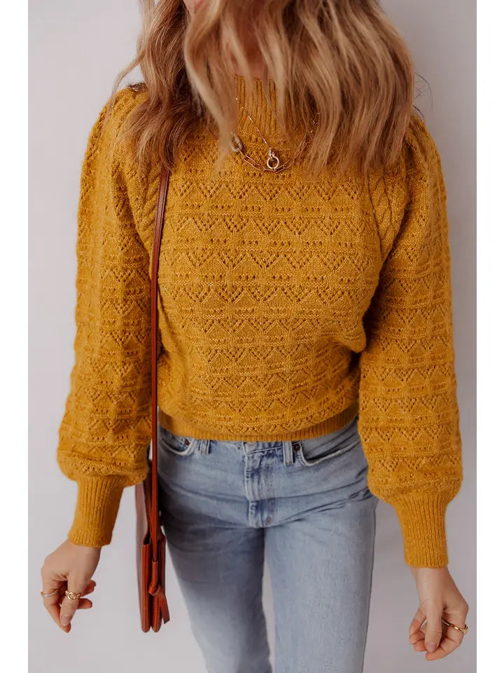 Mustard Balloon Sleeve Sweater
