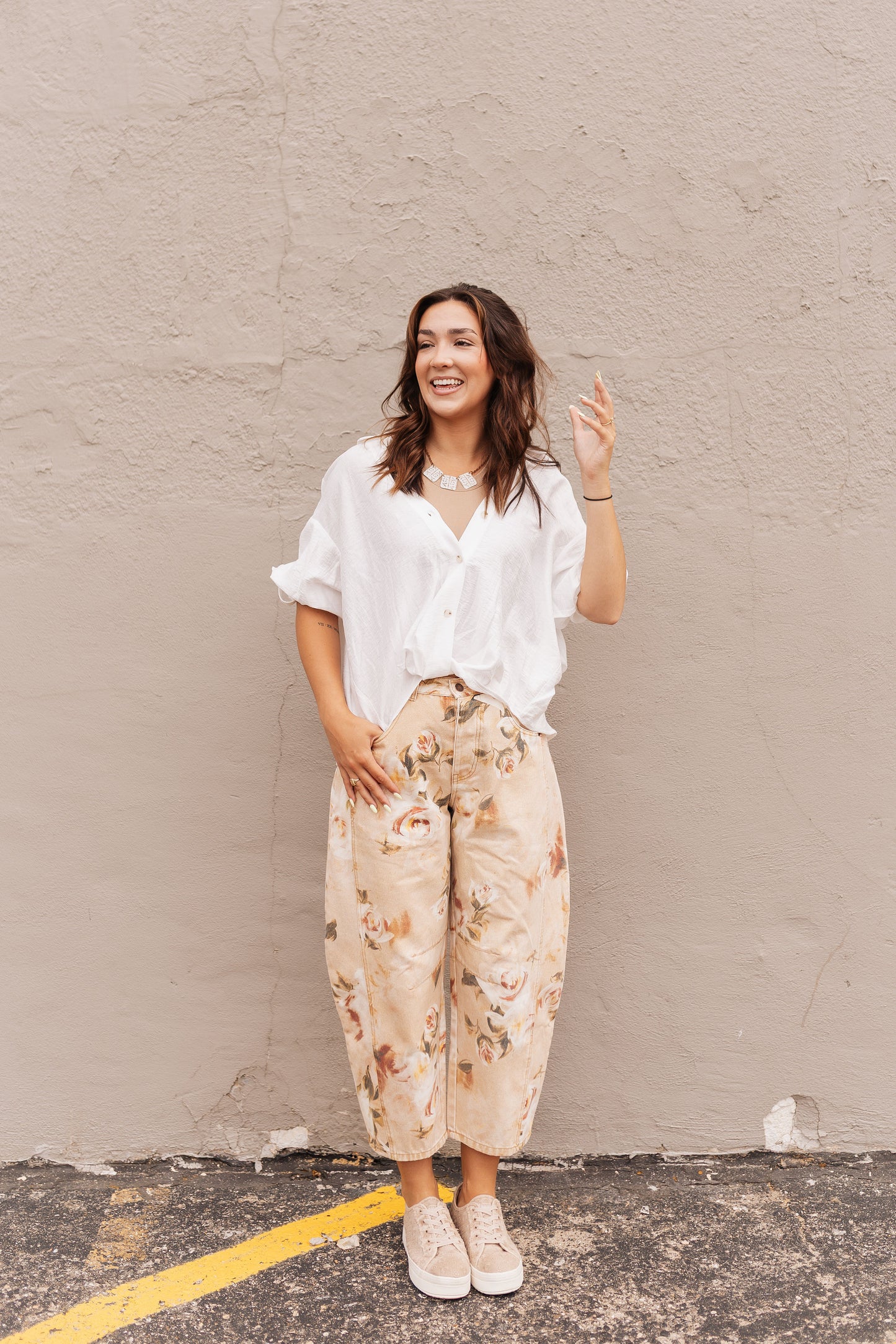 Vintage Relaxed Floral Print Barrel Pants