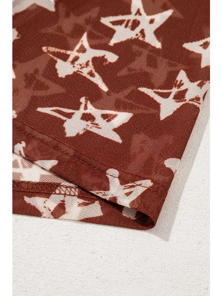 Rust Star Mesh Top