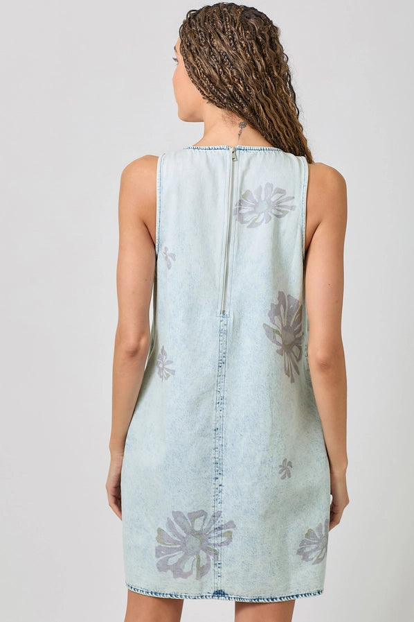 Floral Printed Denim Dress