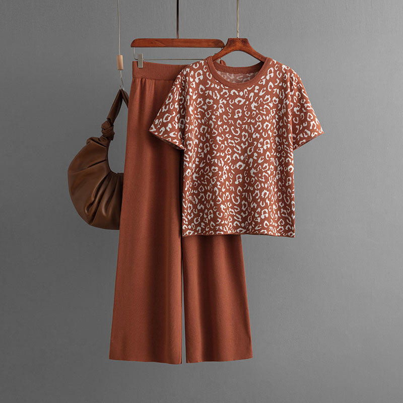 Leopard Sweater Set - Brick