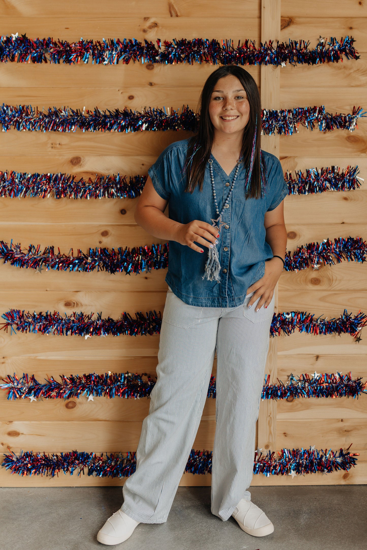 Ivory & Blue Pinstripe Pant