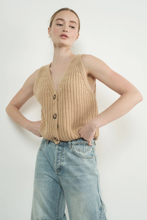 Taupe Knit Vintage Sweater Vest