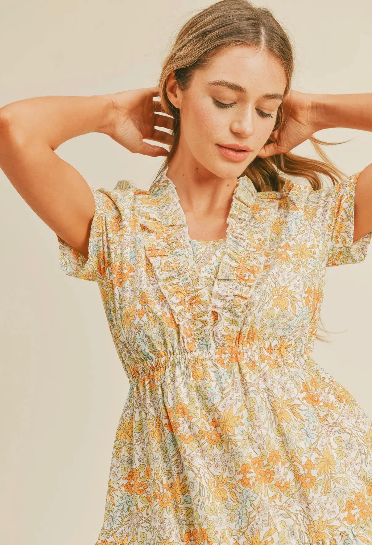 Soft Yellow Floral Dress