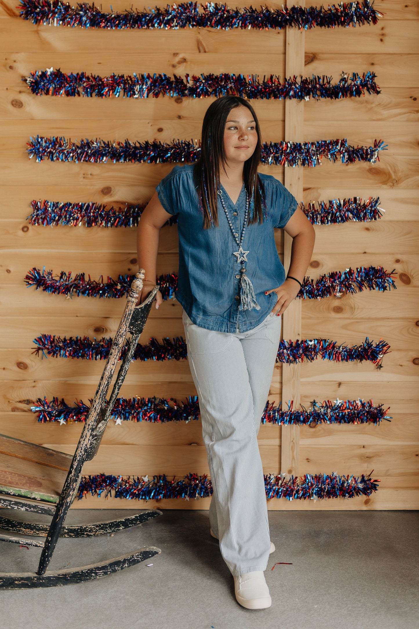 Ivory & Blue Pinstripe Pant