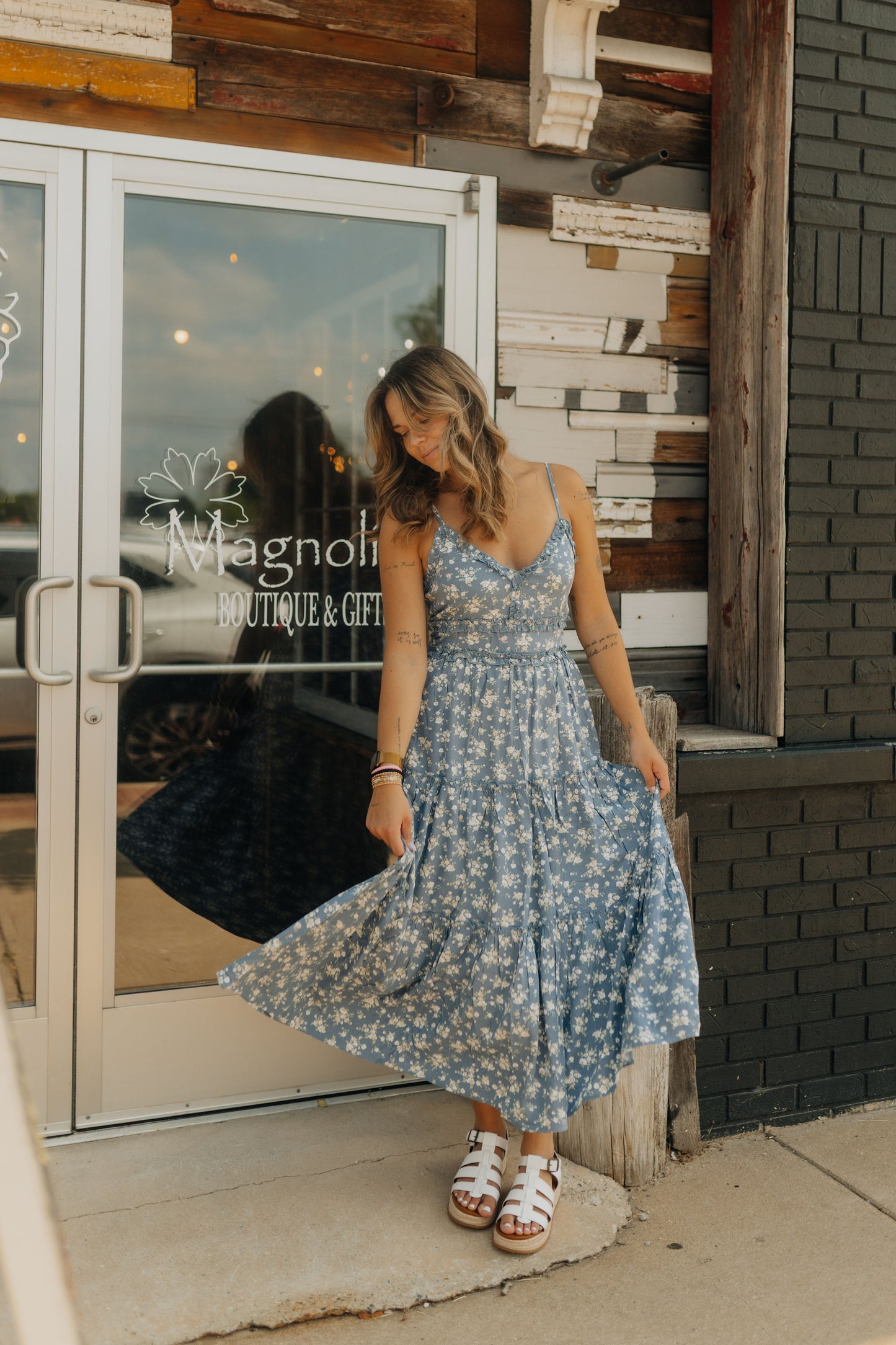 Light Blue and Floral Dress