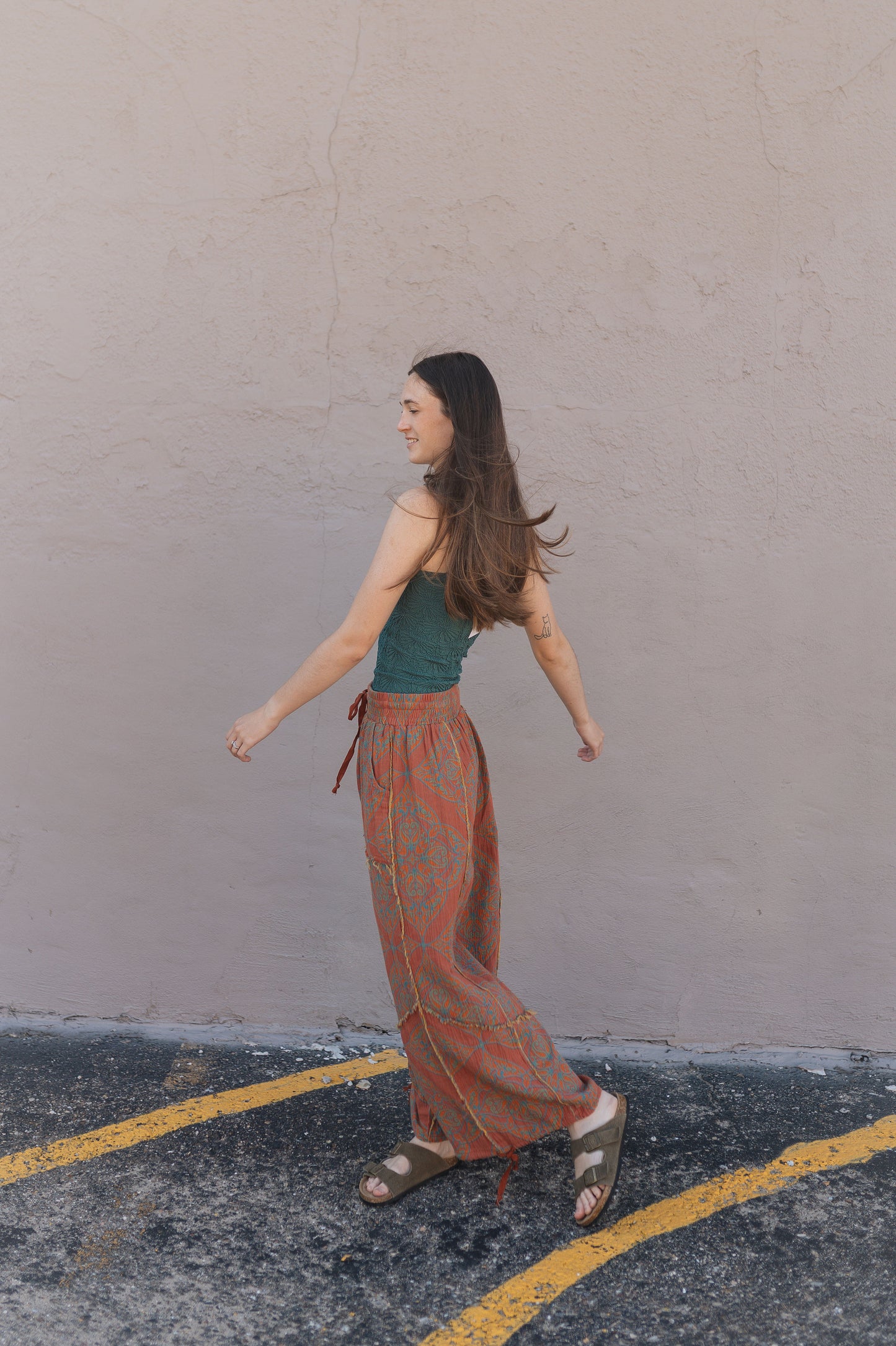 Burnt Orange Patterned Pants