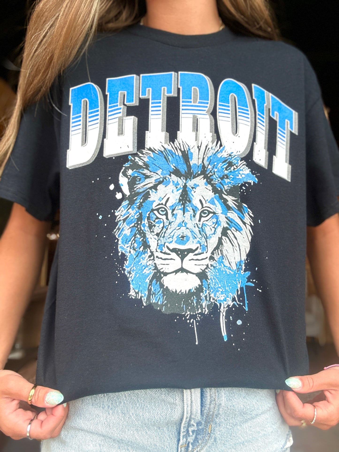 Black Detroit Lions Tee