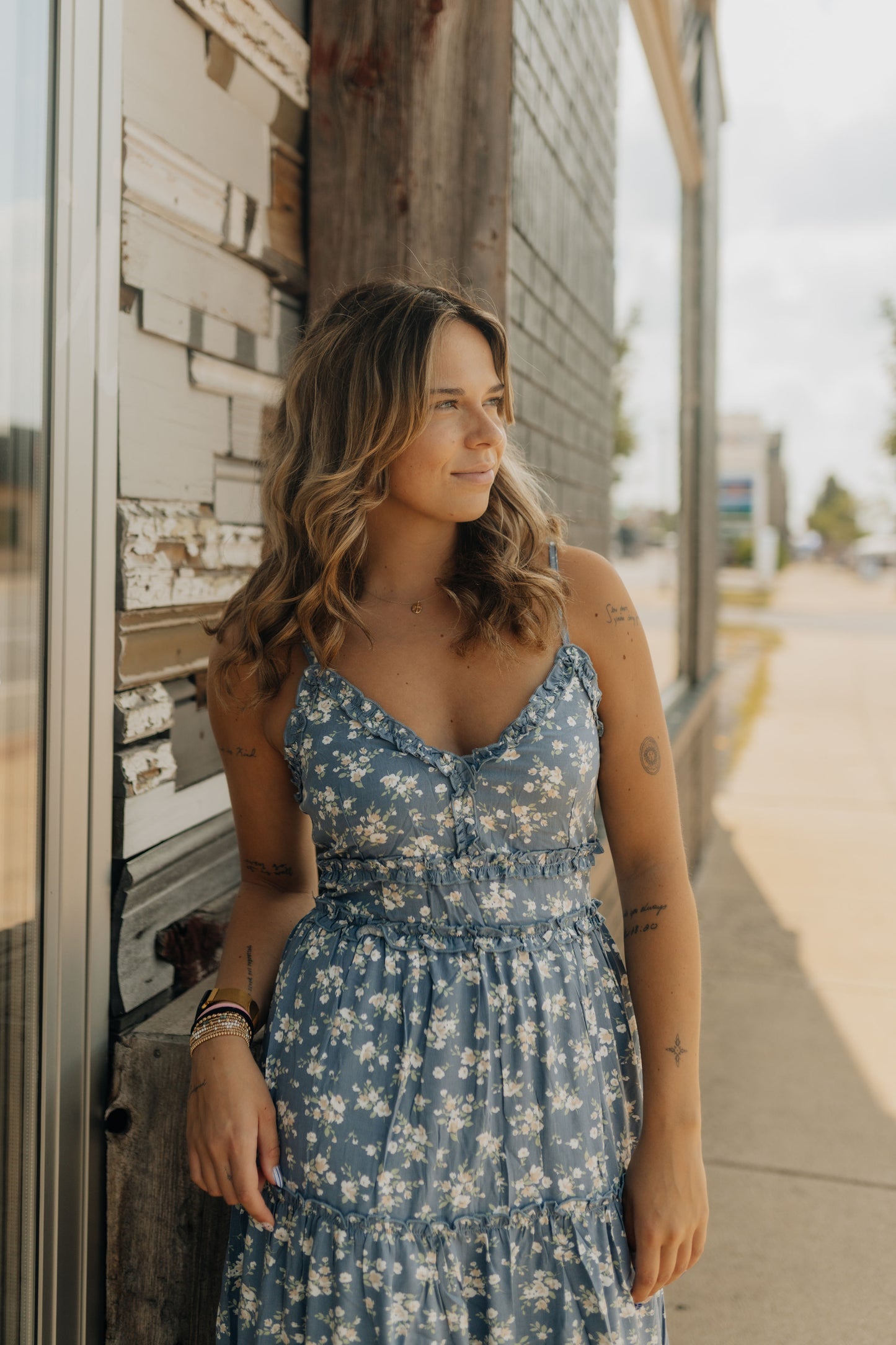 Light Blue and Floral Dress