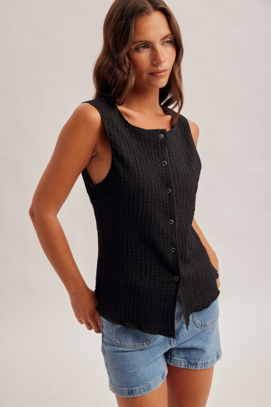 Everyday Button Vest - Black