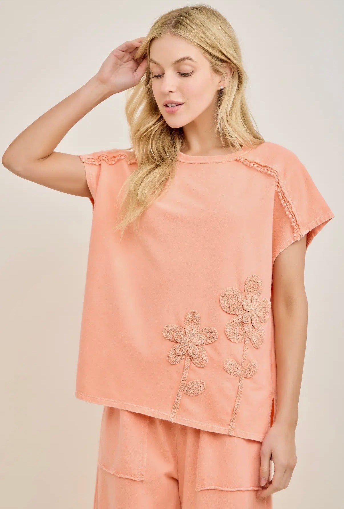 Papaya Orange Floral Top