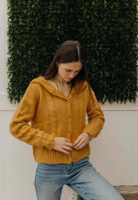 Mustard Yarn Cardigan