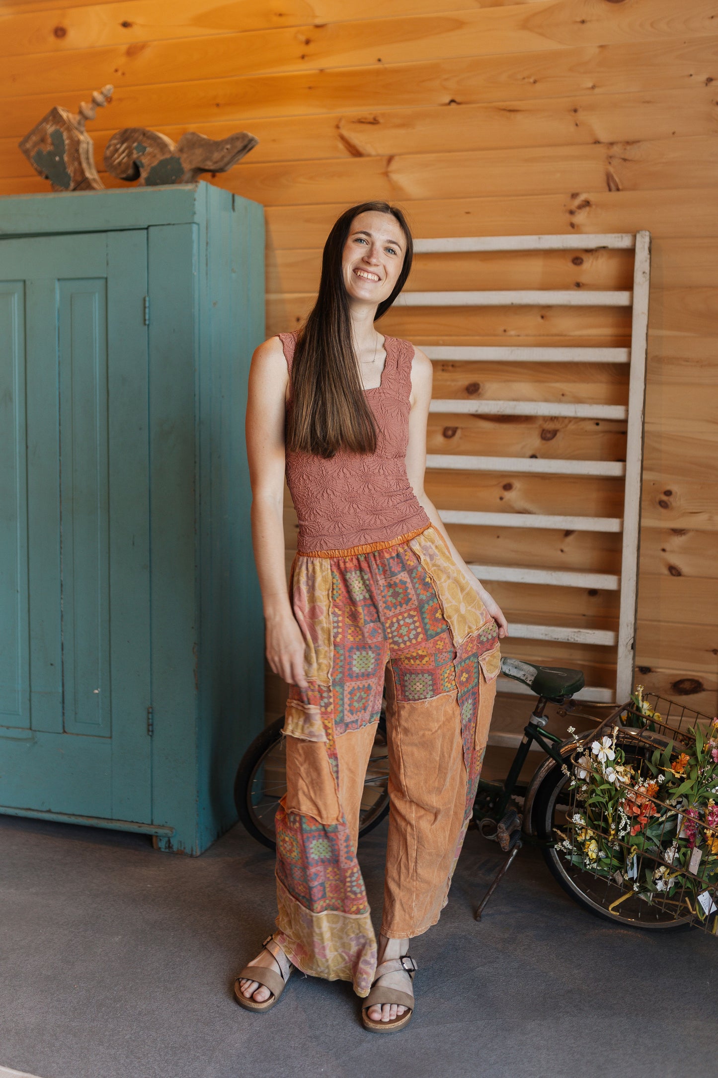 Butterscotch Floral and Crochet Pant