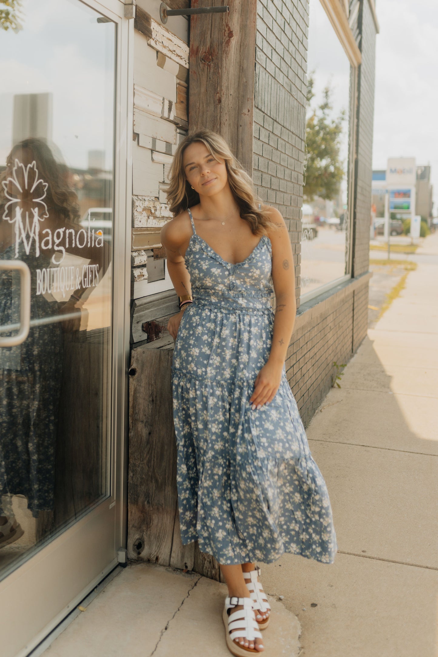 Light Blue and Floral Dress