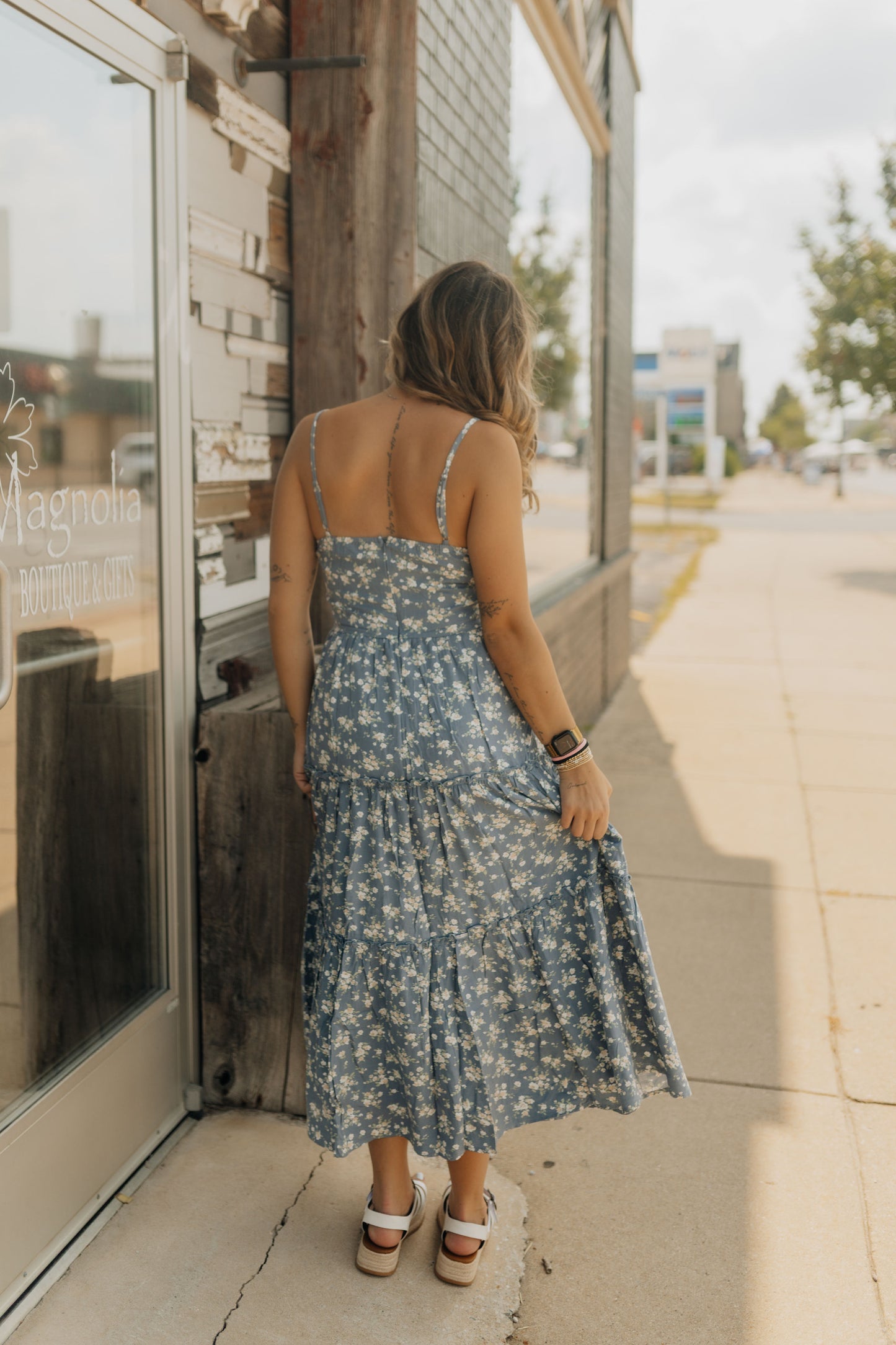 Light Blue and Floral Dress