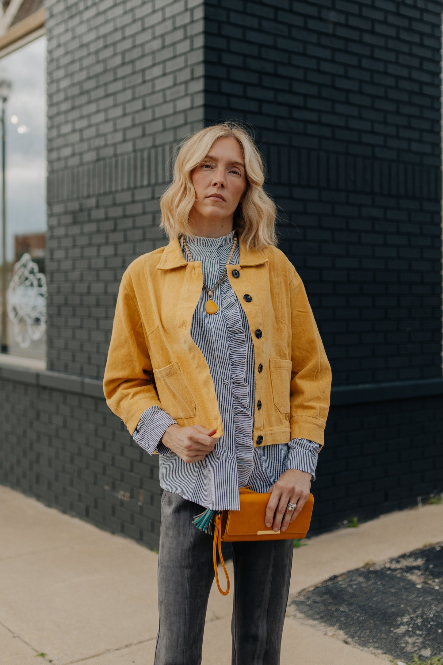 Yellow Lapel Collar Jacket