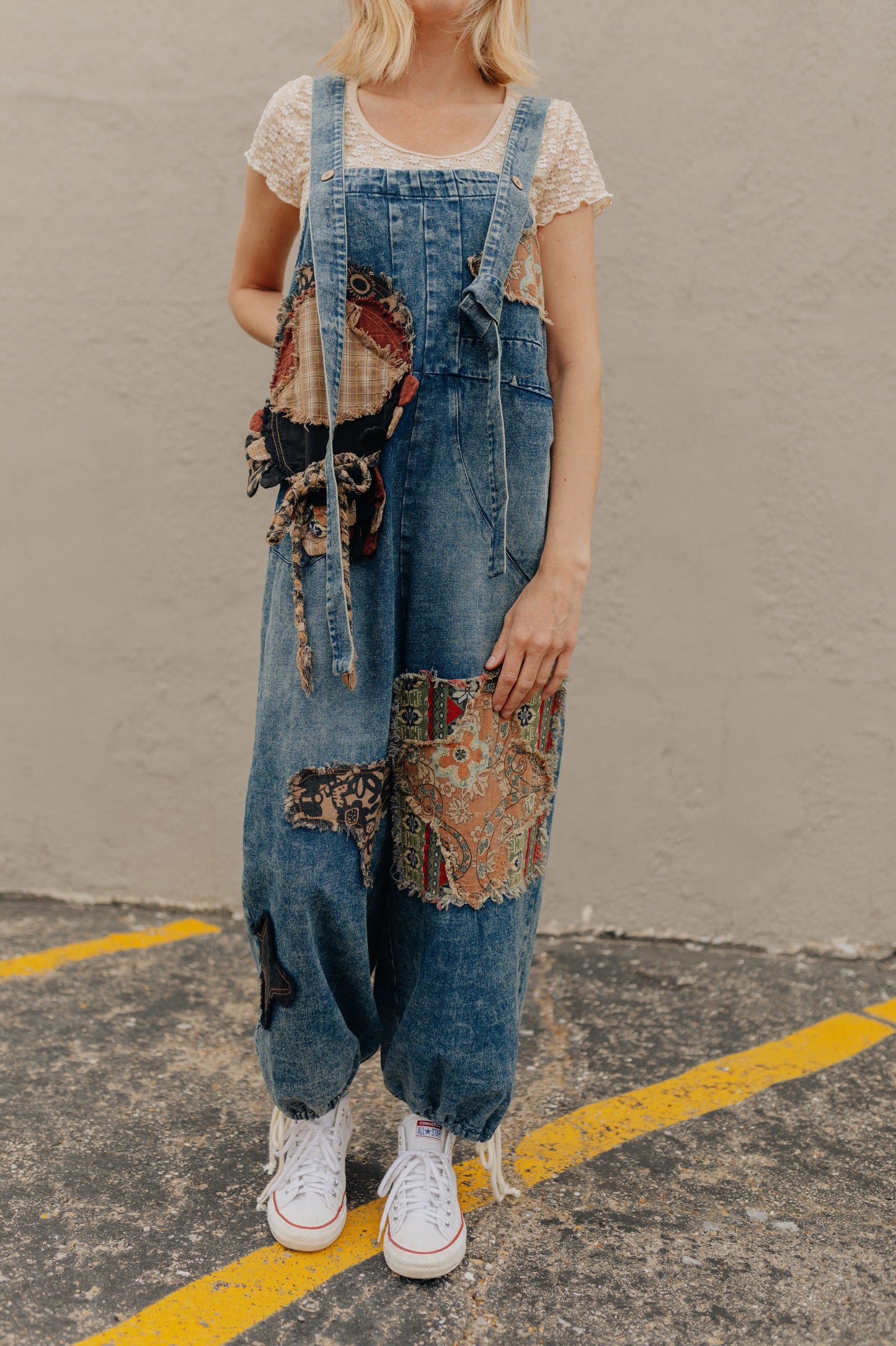 Patchwork Jean Overalls