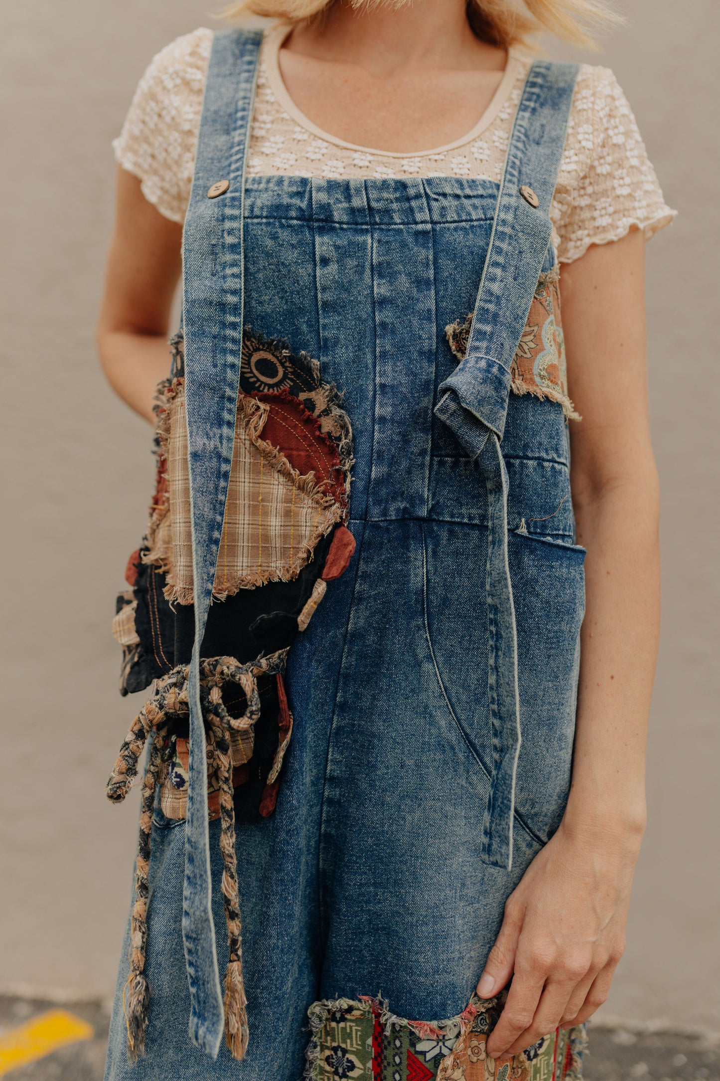 Patchwork Jean Overalls