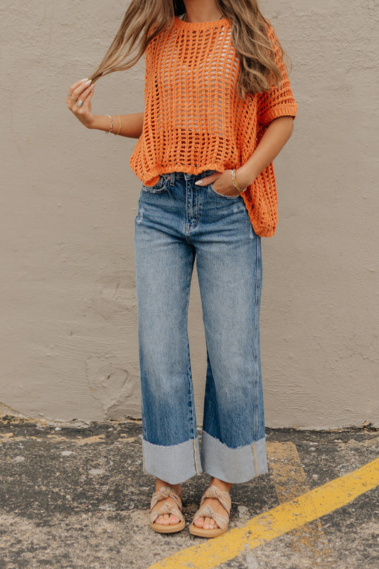 Cuffed Hem Denim Jean