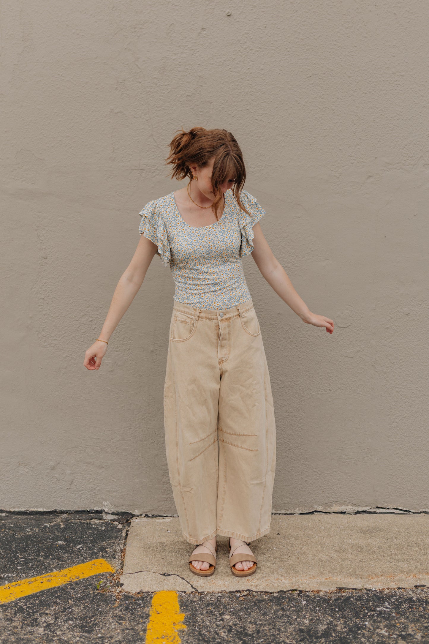 Khaki Barrel Jeans