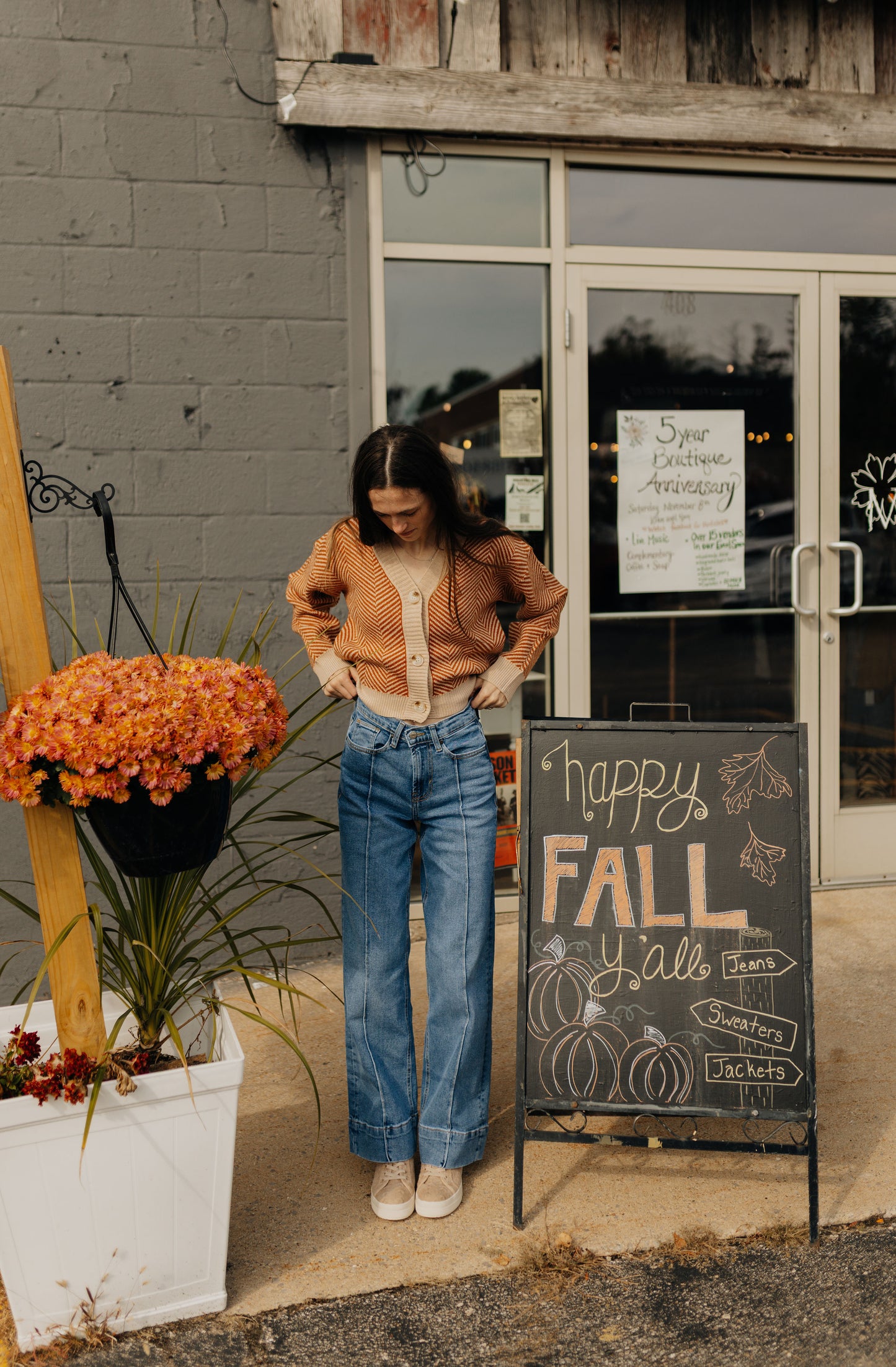 Pumpkin Chevron Cardigan
