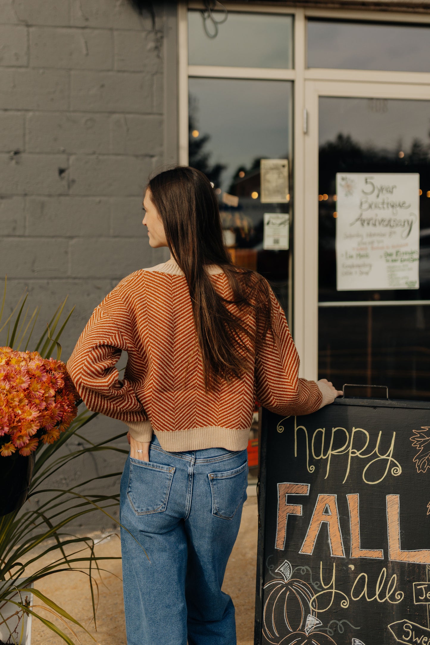 Pumpkin Chevron Cardigan