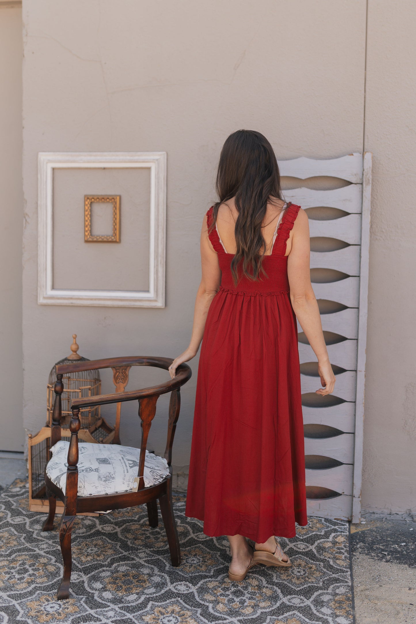 Ruby Skies Smocked Midi Dress