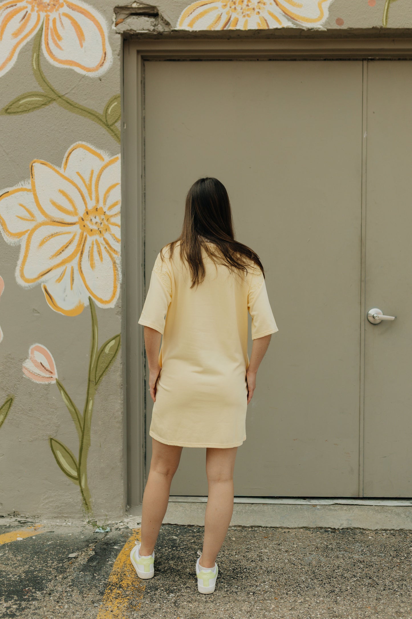 Eyelet Embroidered Loose T Shirt Dress