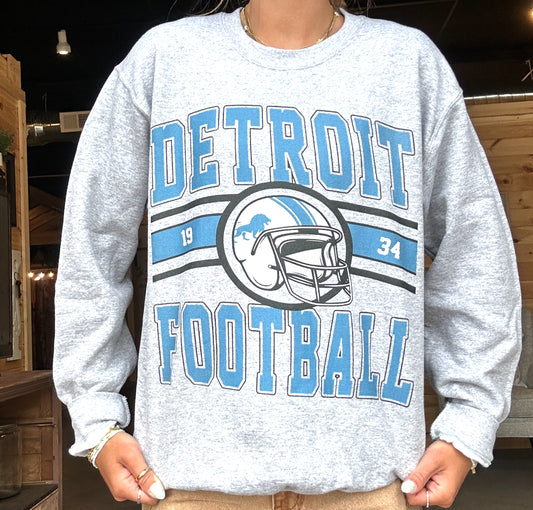 Sport Grey Detroit Football Crewneck