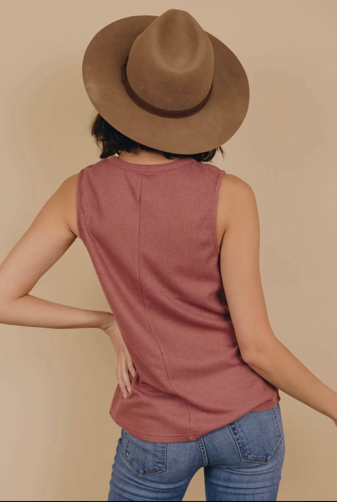 The Way She Moves Waffle Tank - Mauve