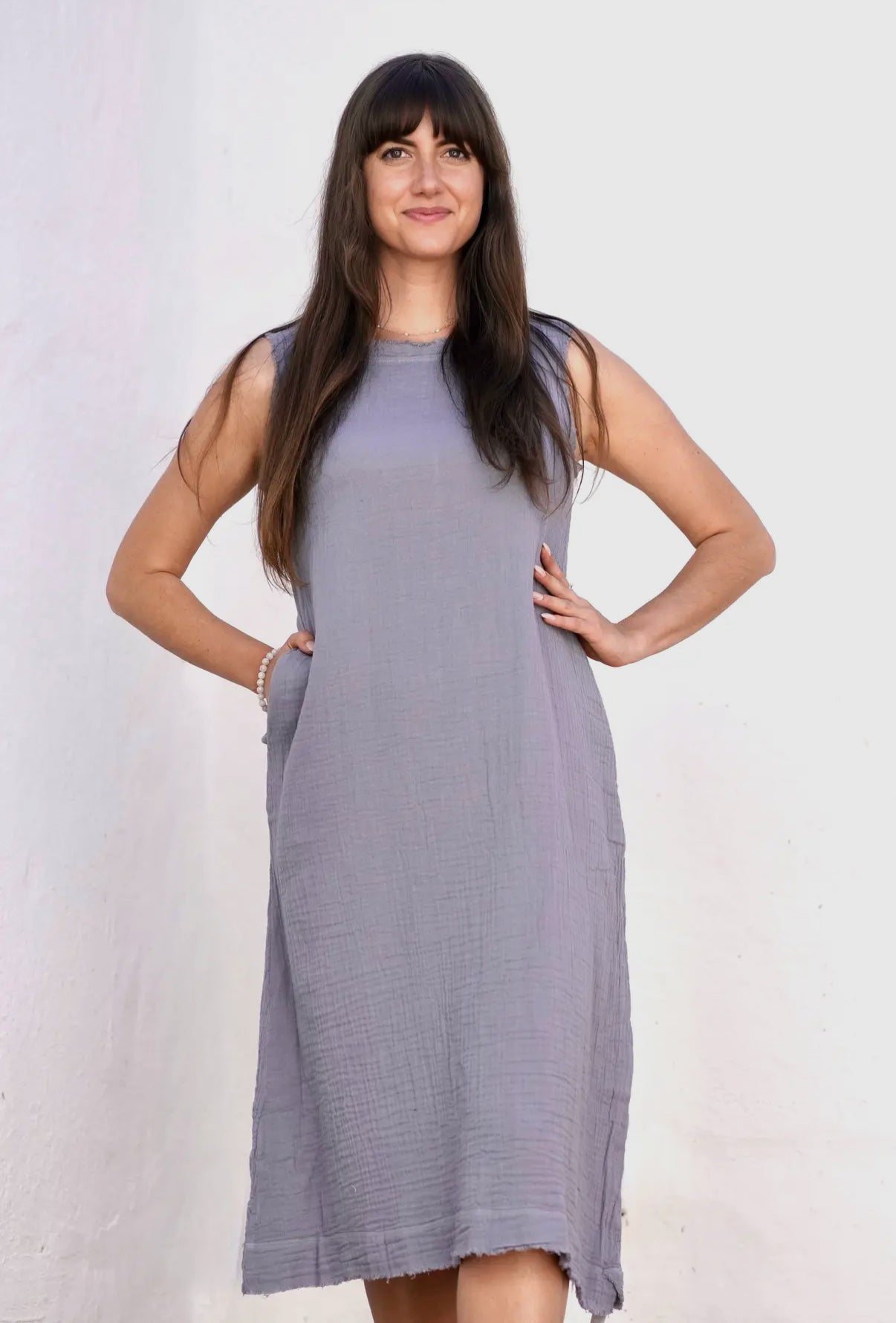 Double Cotton Gauze Grey Dress