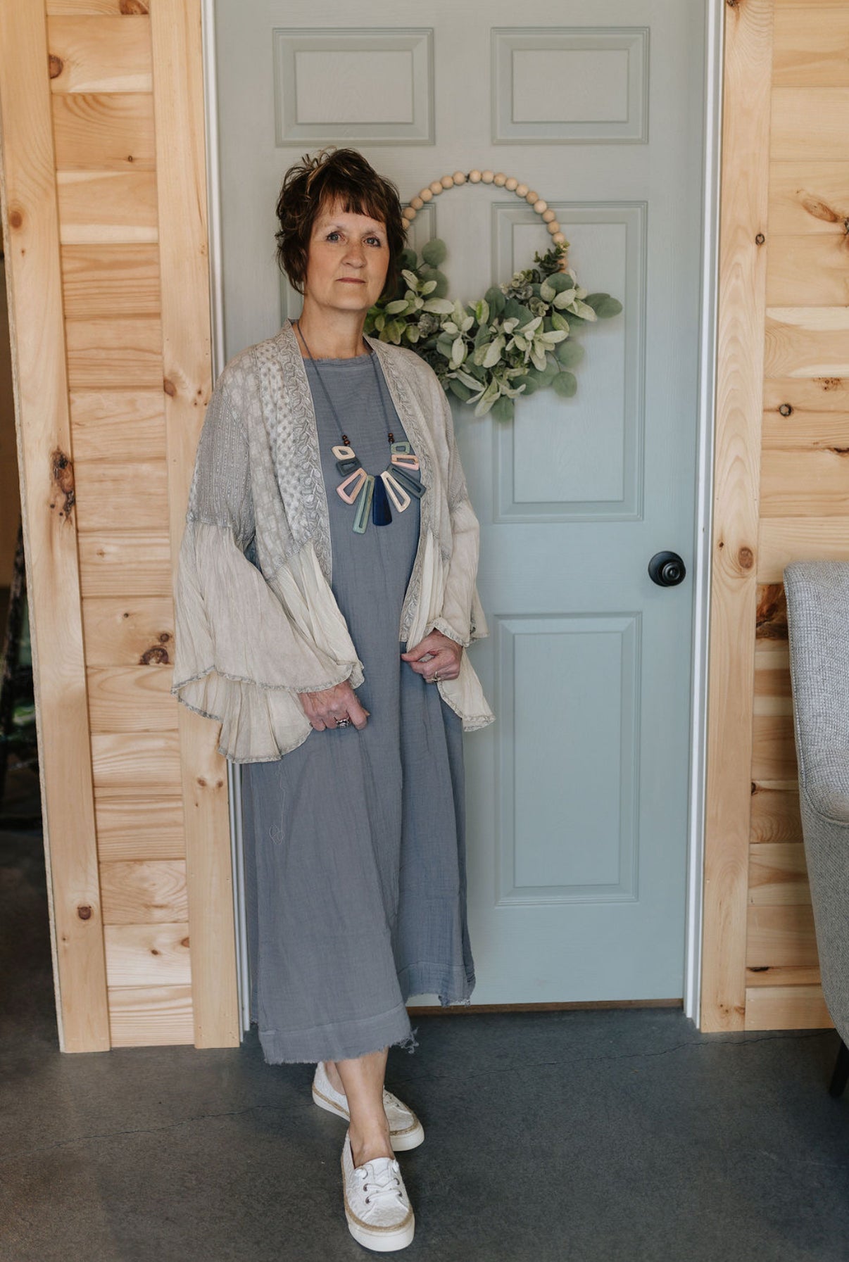 Double Cotton Gauze Grey Dress