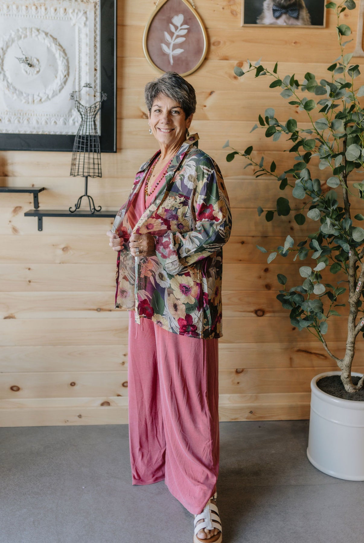 Multi Floral Button Down Long Sleeve Top