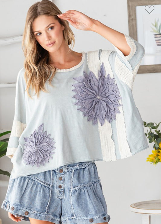 Light Blue Floral Top