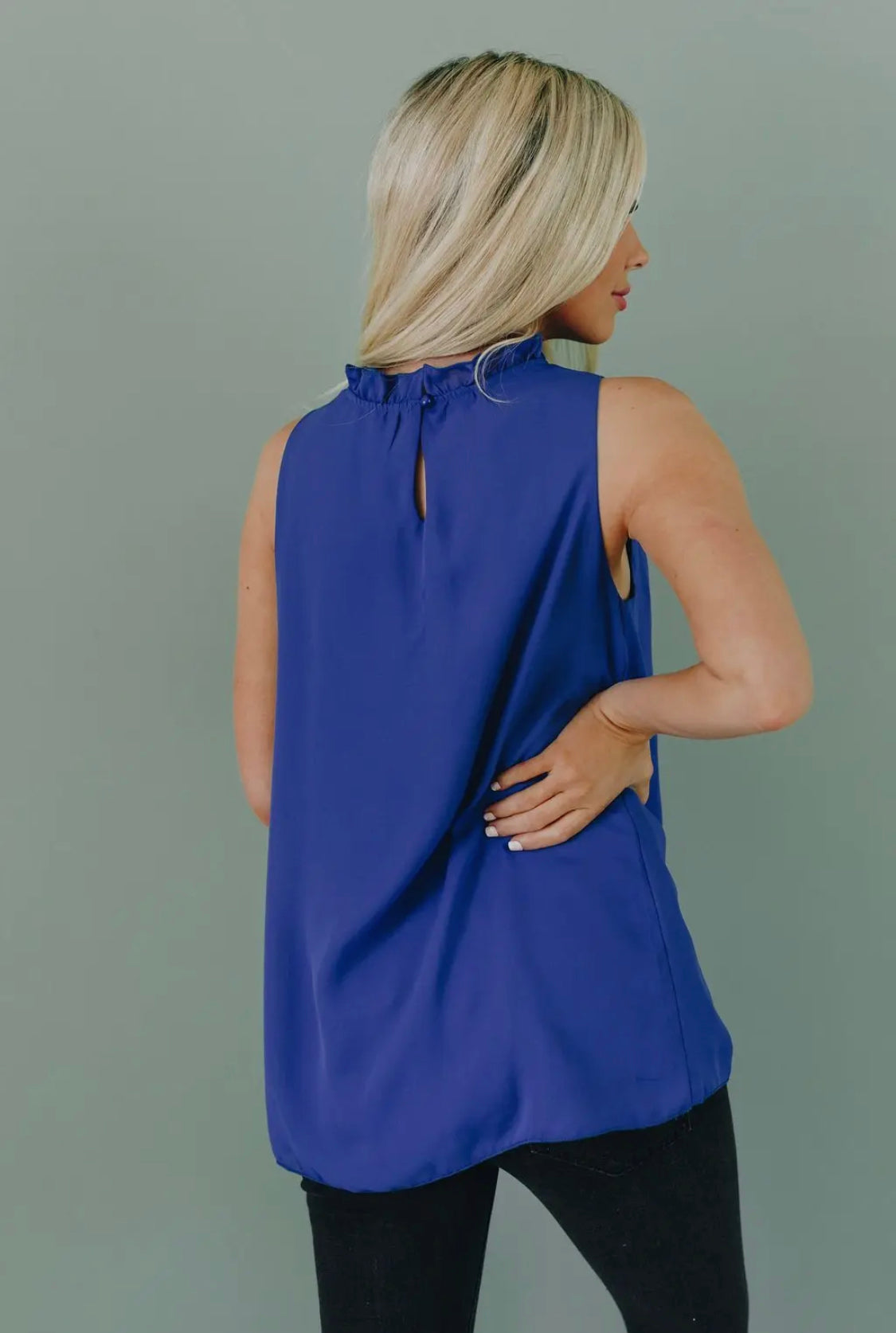 Blue Ruffle Tank