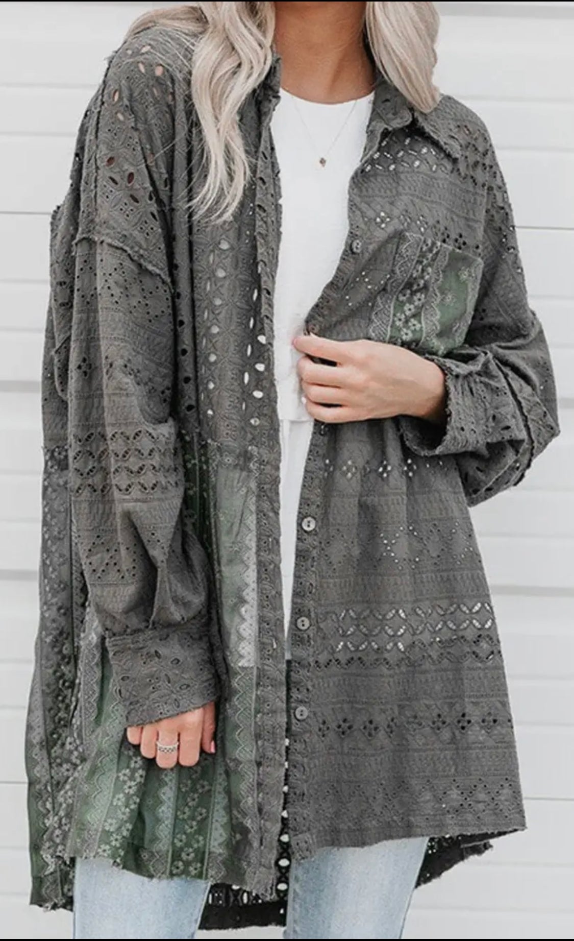 Eyelet Oversized Jacket