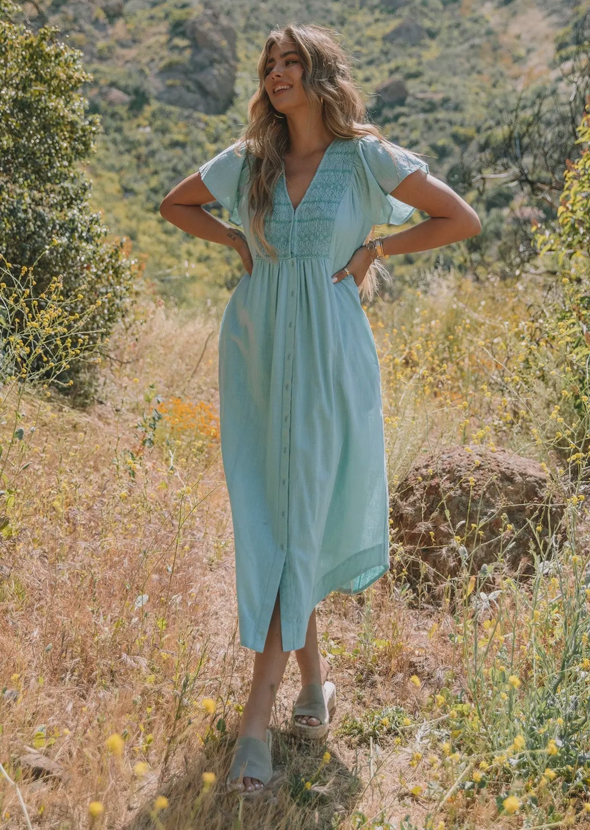 Cotton Midi Button Down Dress