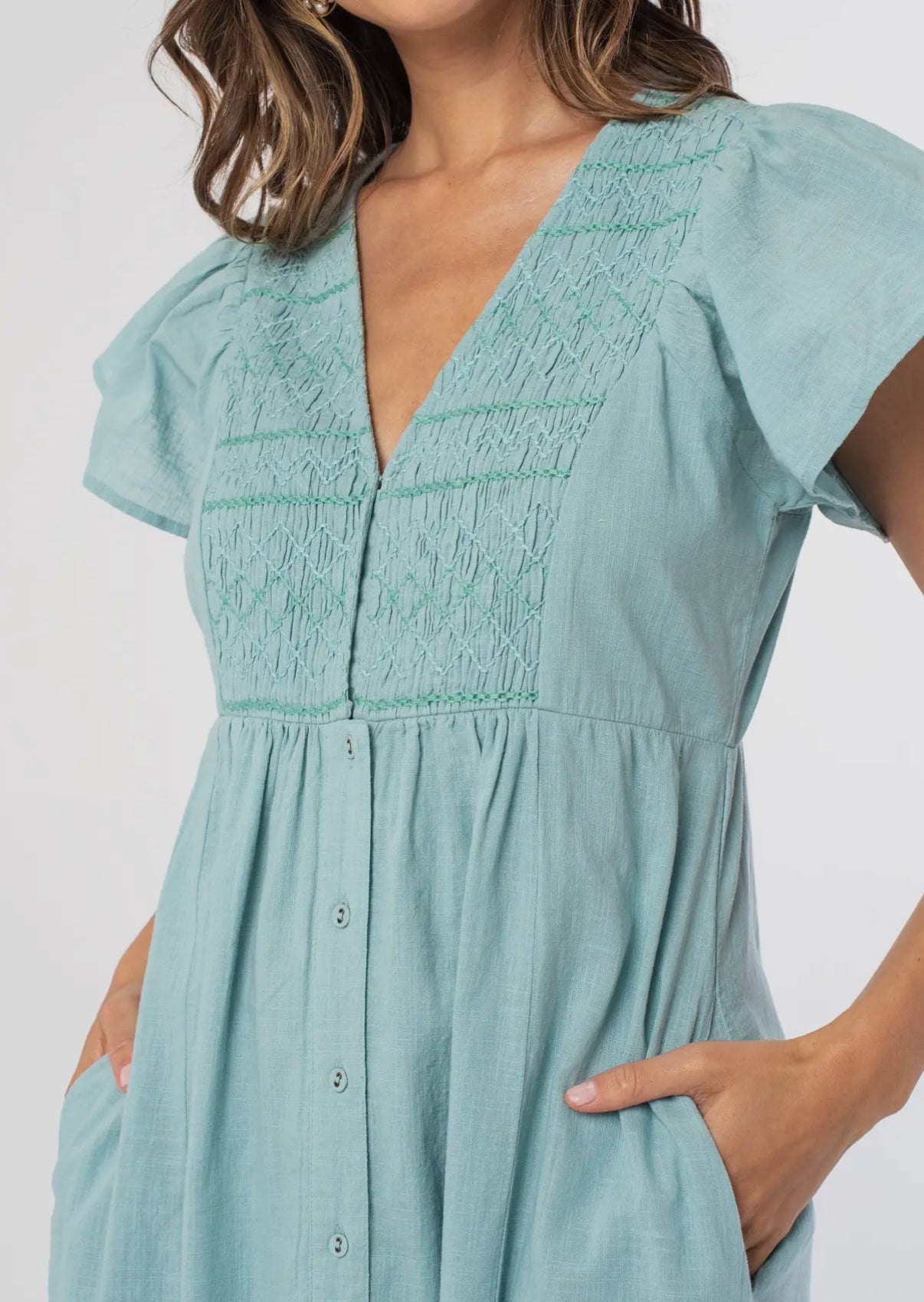 Cotton Midi Button Down Dress