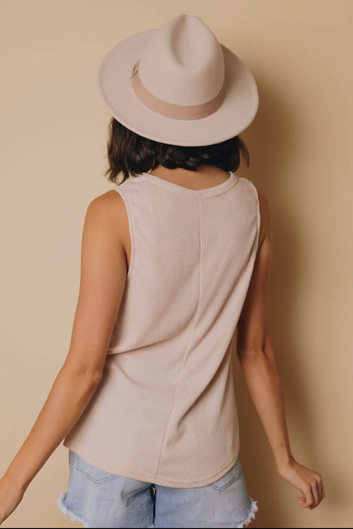 The Way She Moves Waffle Tank - Apricot