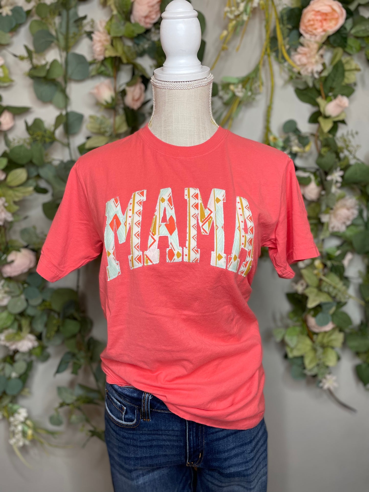 Coral Mama Aztec Tee