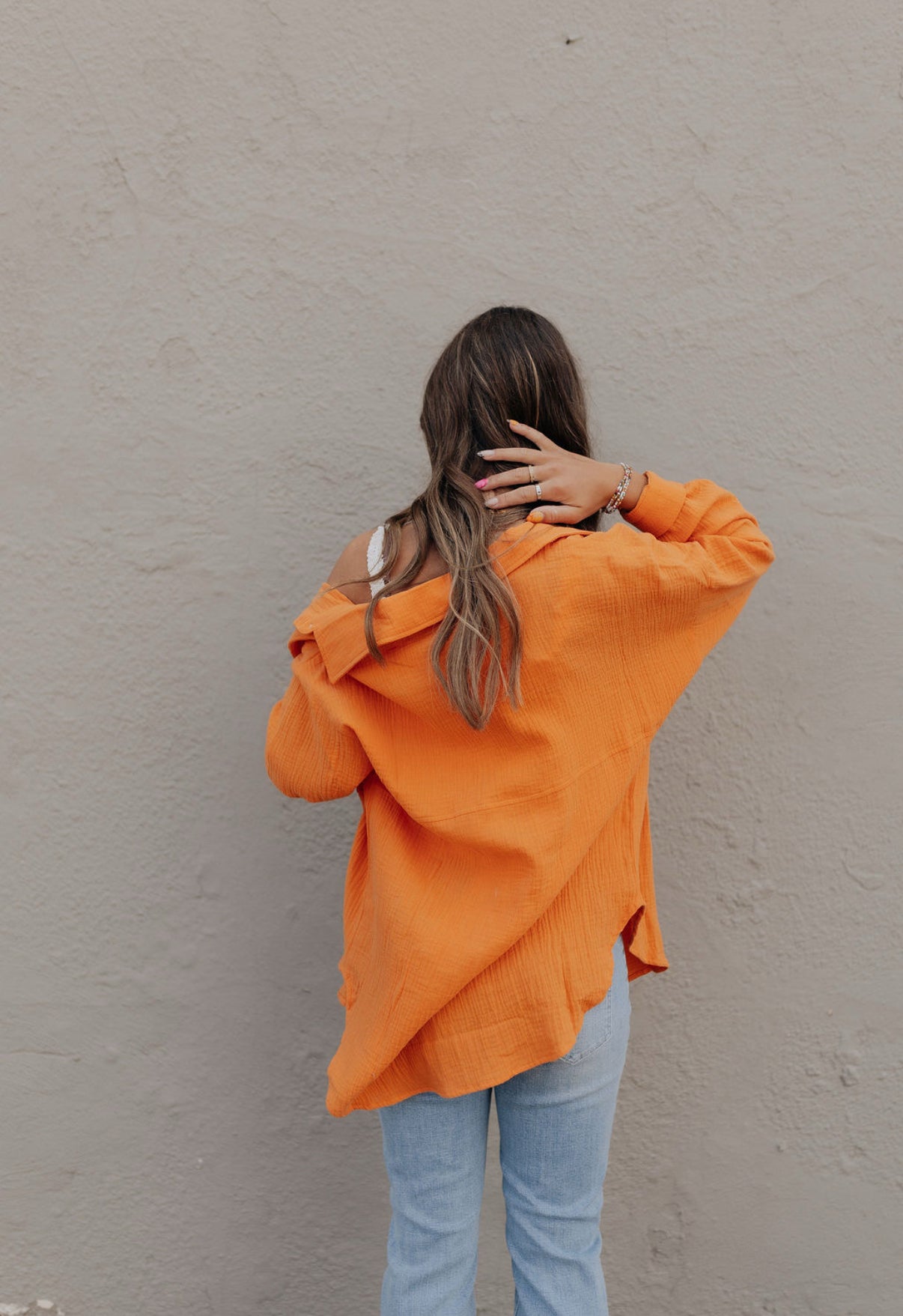 Karsyn's Gauze Button Up - Orange