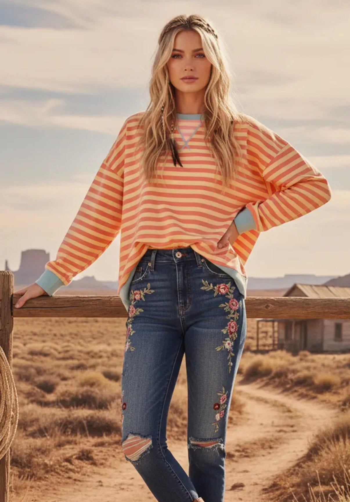 Coral & Yellow Stripes