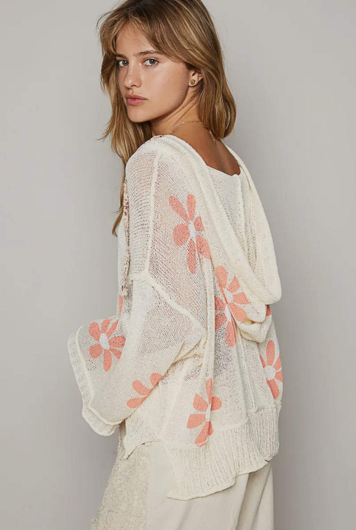 Floral Knit Hoodie