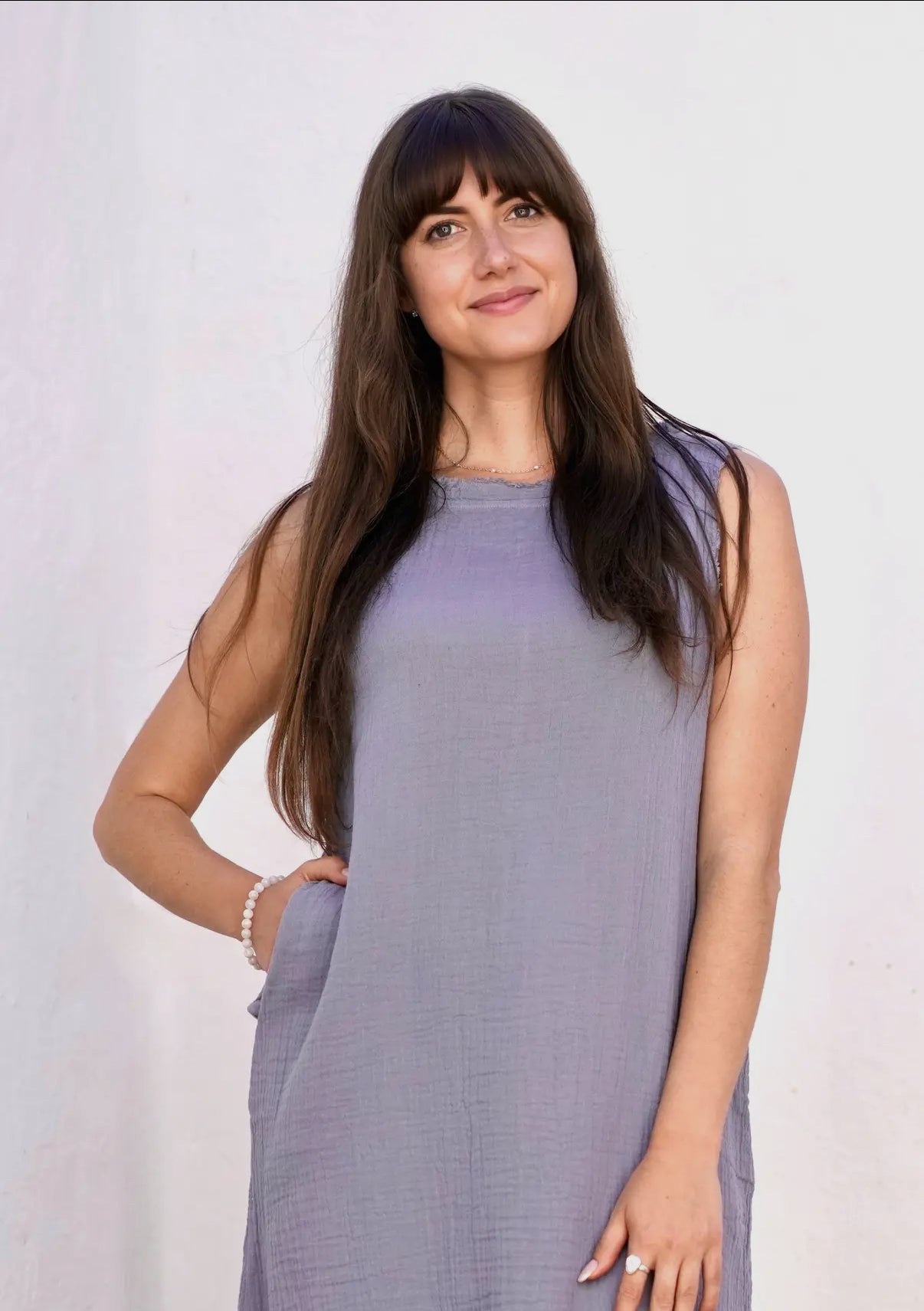 Double Cotton Gauze Grey Dress