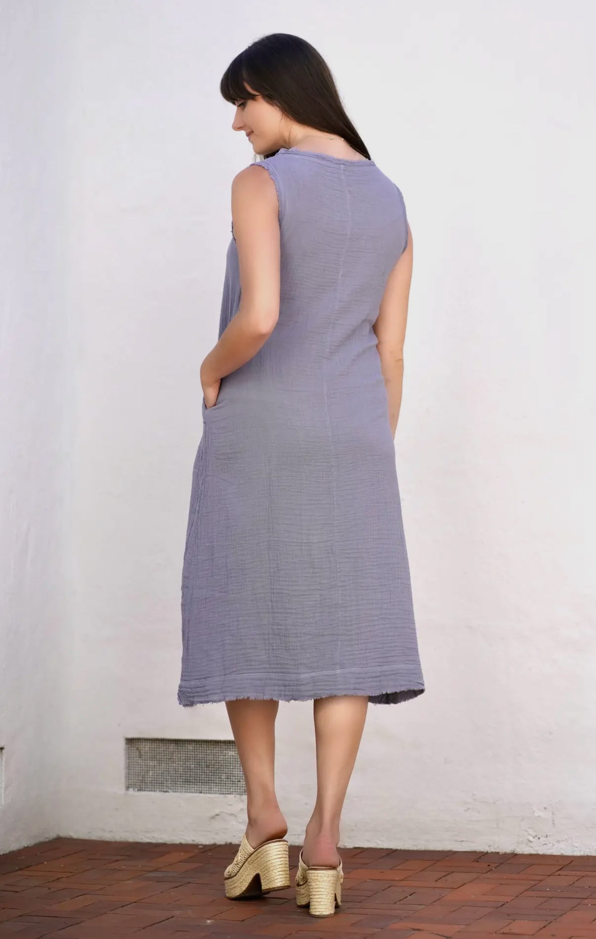 Double Cotton Gauze Grey Dress