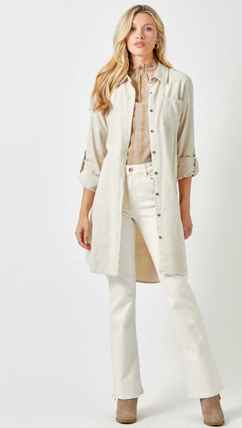 Kora’s Corduroy Button Down- Almond