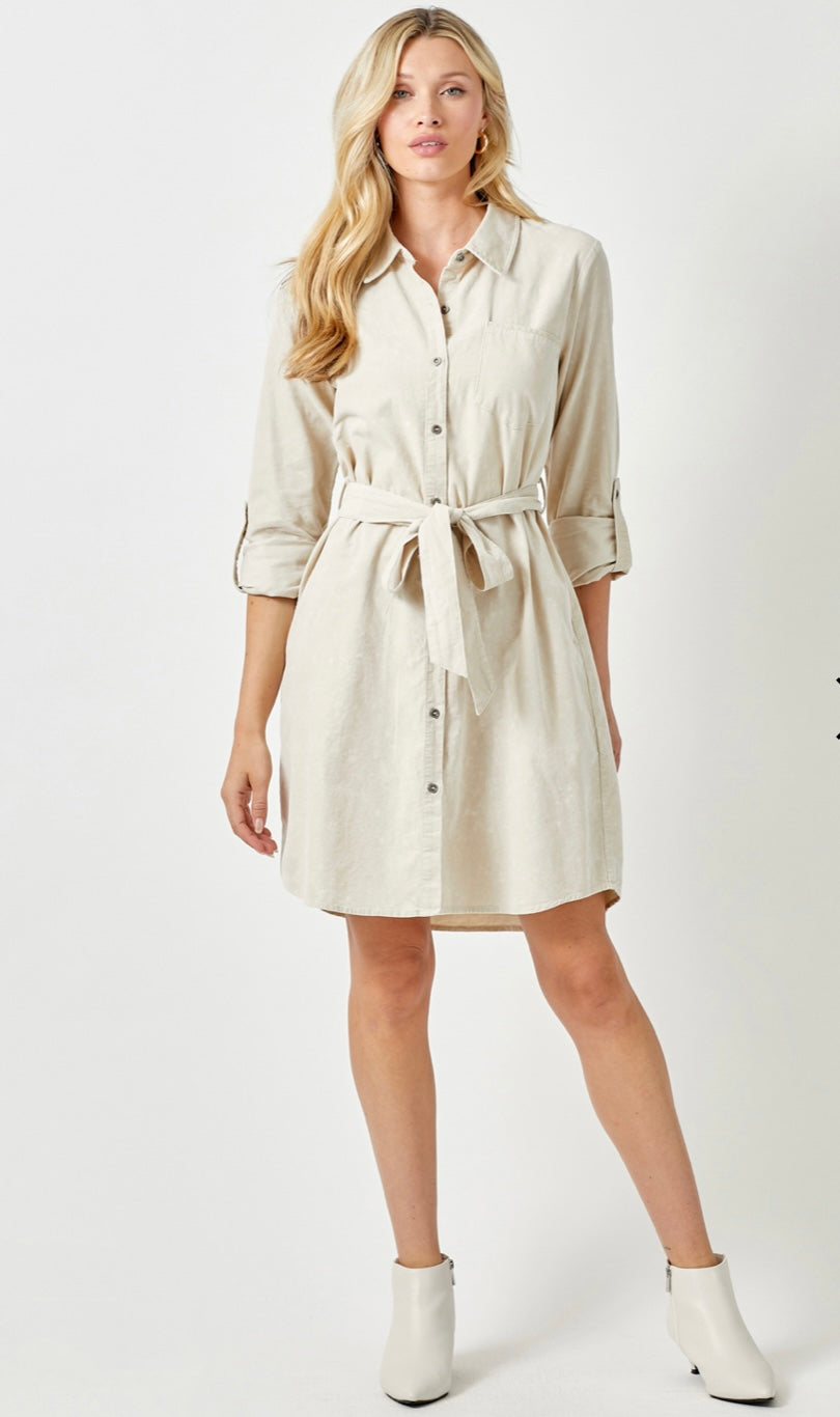 Kora’s Corduroy Button Down- Almond