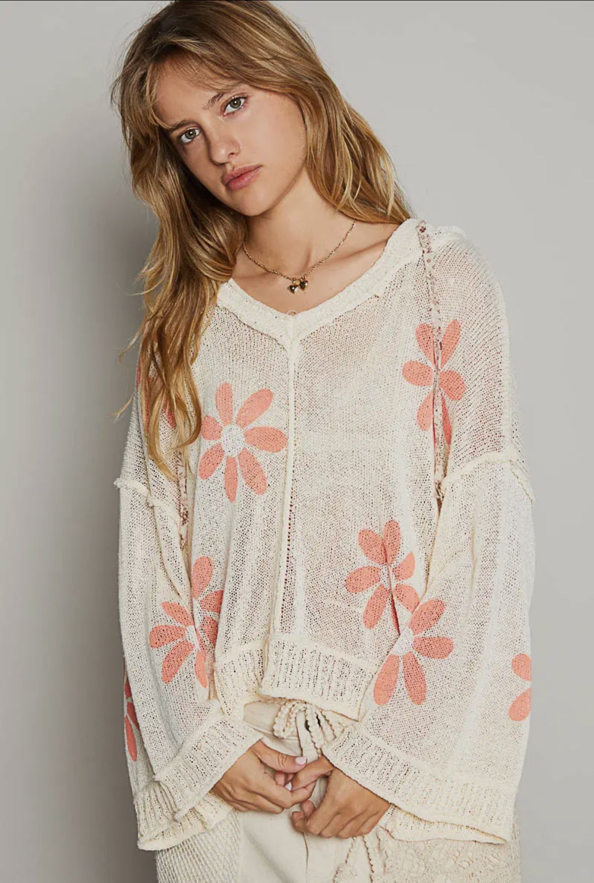 Floral Knit Hoodie