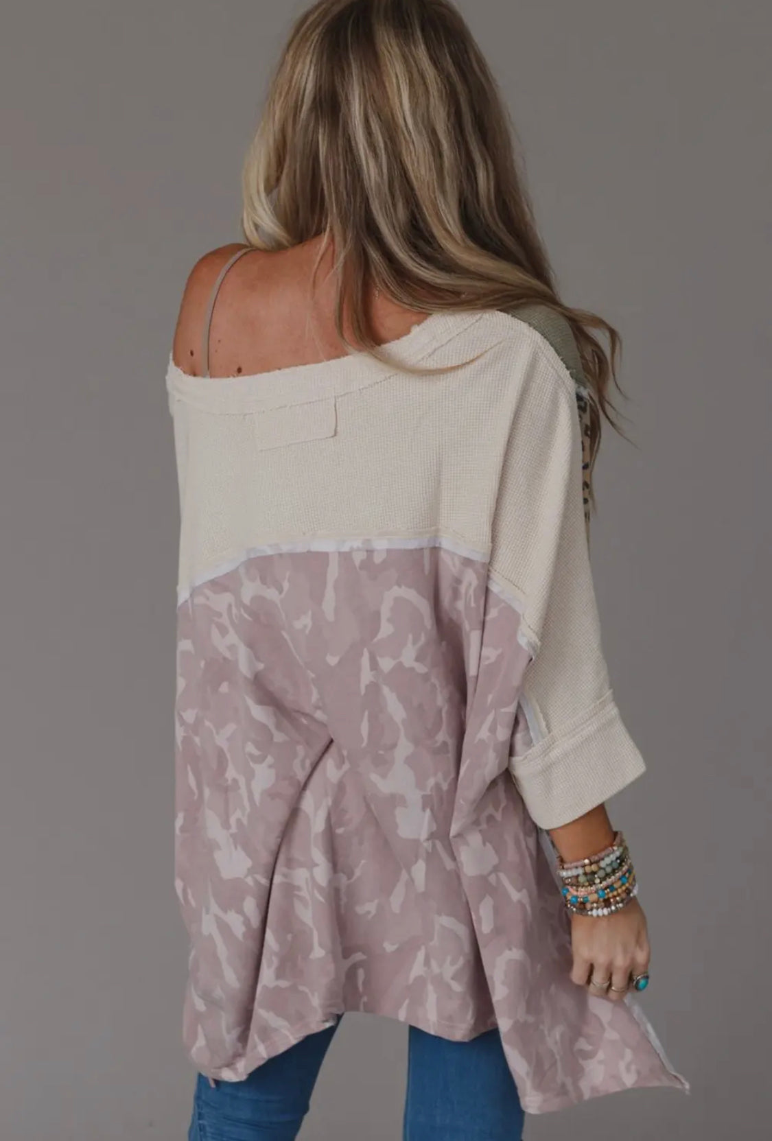 Mixed Print Oversized Top